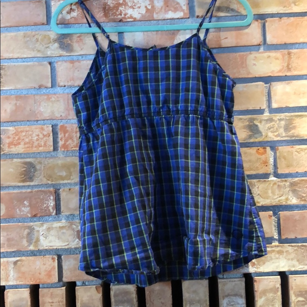 Empyre Blue Plaid Spaghetti Strap Tank Top - Picture 3 of 4